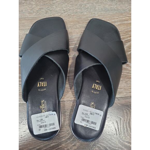 Evereve Women's Black Chai Leather Slide Sandals size 6.5 #4 - Picture 3 of 7